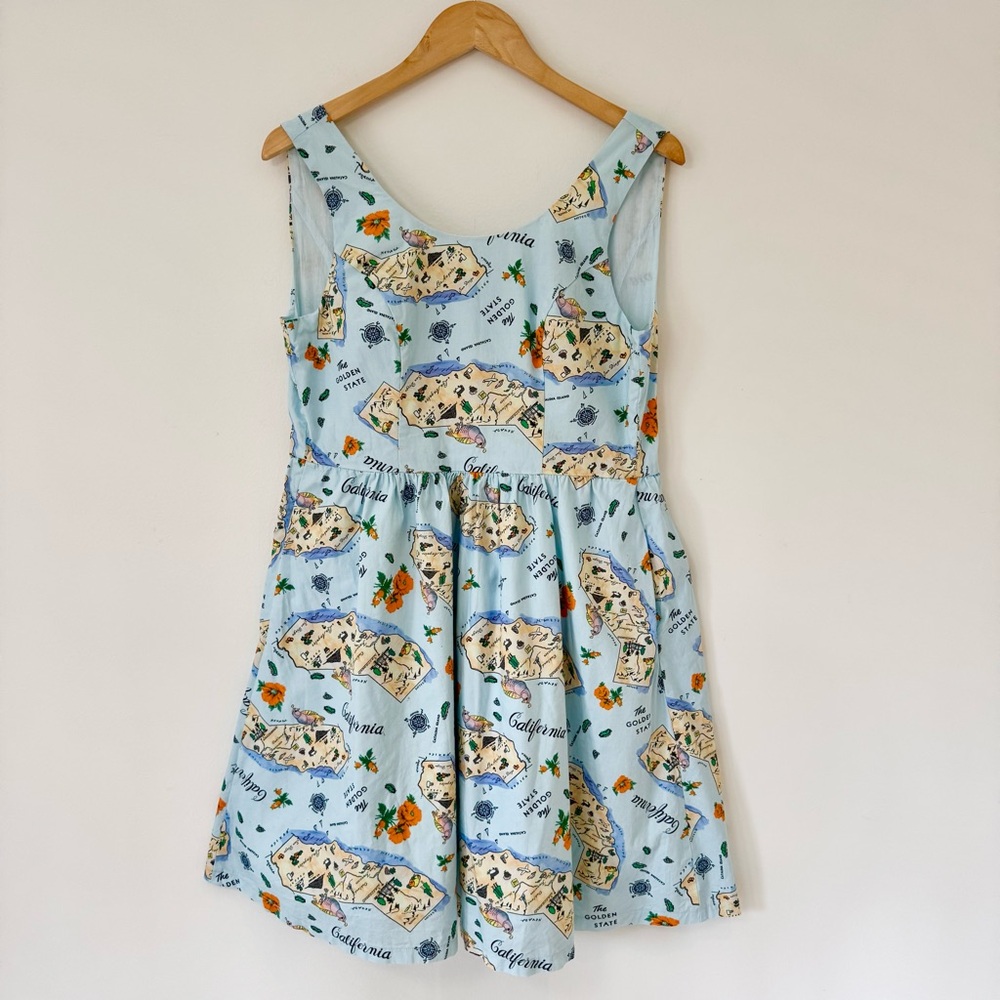MODCLOTH Golden State California Novelty Print Fit & Flare Dress, Size M - Picture 2 of 16